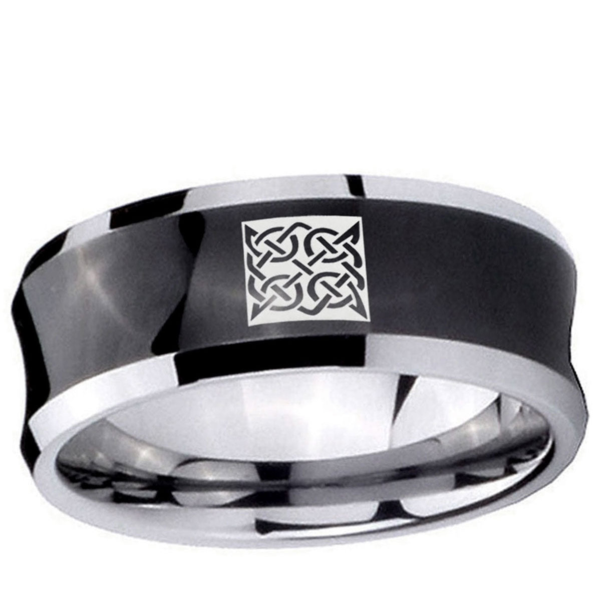 5MMCeltic Design Concave Black Tungsten Mens Promise Ring