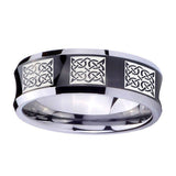10mm-Multiple-Celtic-Concave-Black-Tungsten-Carbide-Men's-Wedding-Ring