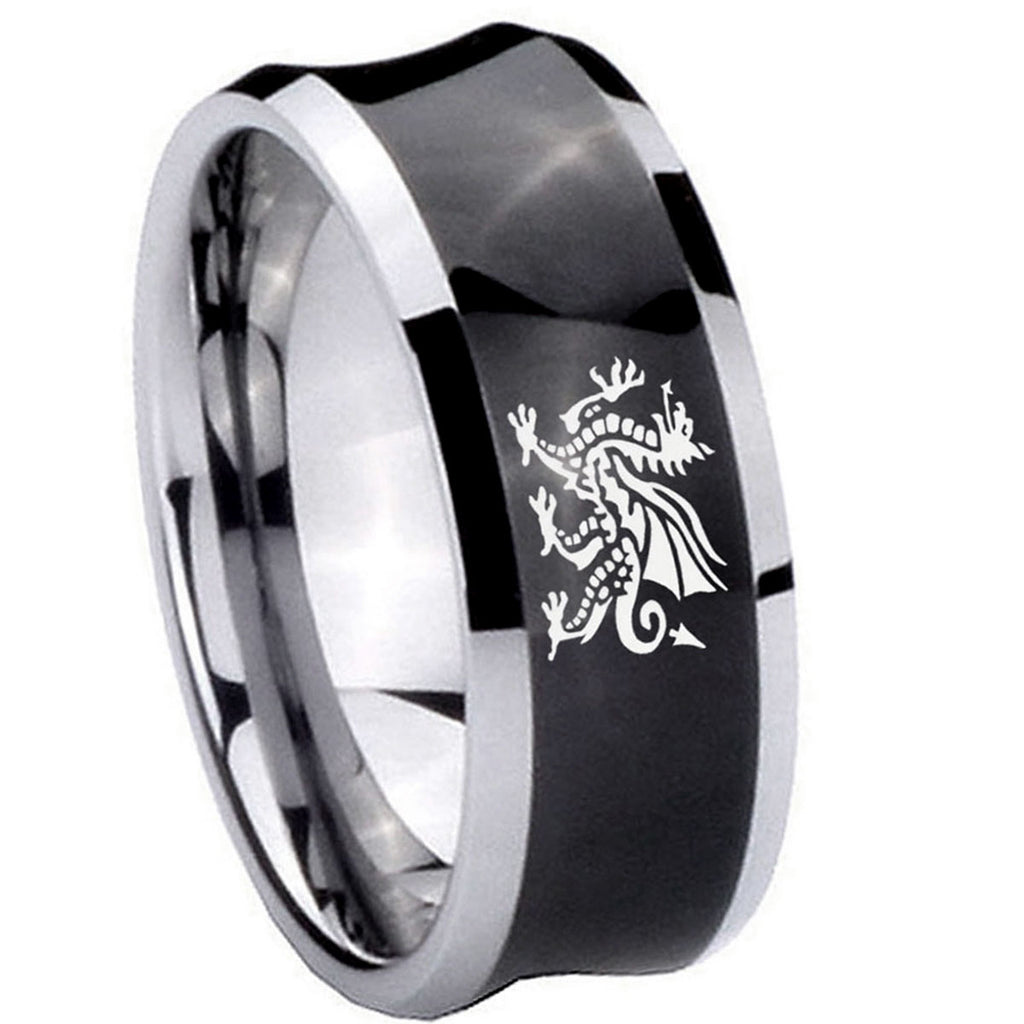 8MM Dragon Concave Black Tungsten Carbide Wedding Bands Ring