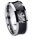 10mm Dragon Concave Black Tungsten Carbide Wedding Engagement Ring