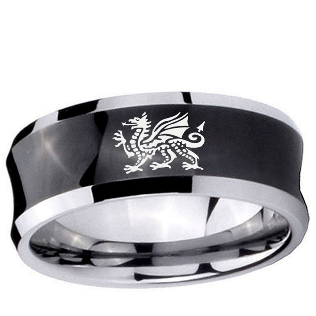 10mm Dragon Concave Black Tungsten Ring