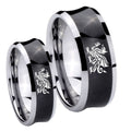Dragon Concave Black Tungsten Couples Ring Set