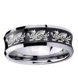 5, 8mm Multiple Dragon Concave Black Tungsten Ring