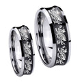 Multiple Dragon Concave Black Tungsten Mens Ring Set