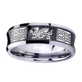 10mm-Multiple-Dragon-Celtic-Concave-Black-Tungsten-Carbide-Men's-Promise-Rings