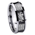 8MM Multiple Dragon Celtic Concave Black Tungsten Men's Ring