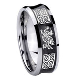 8mm Multiple Dragon Celtic Concave Black Tungsten Carbide Men's Band Ring