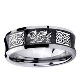 10mm Multiple Dragon Celtic Concave Black Tungsten Ring