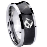 10mm Ghostbusters Concave Black Tungsten Carbide Wedding Engraving Ring