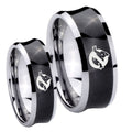 Ghostbusters Concave Black Tungsten Bridal Set Ring