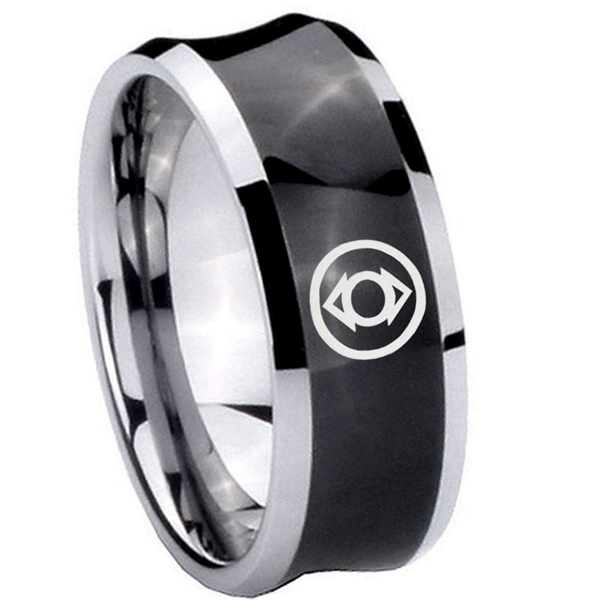 8MM Indigo Lanterns Concave Black Mens Tungsten Wedding Ring