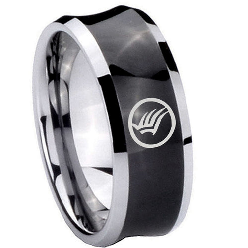 10mm Concave Mass Effect Tungsten Carbide Black IP Two Tone Men's Ring