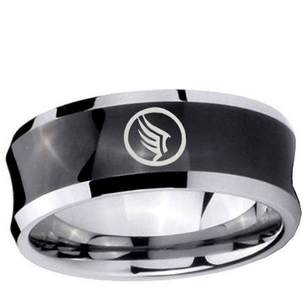 10mm Concave Mass Effect Tungsten Carbide Black IP Two Tone Men's Ring