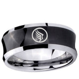 5, 8mm Black Concave Mass Effect Two Tone Tungsten Carbide Laser Engraved Ring