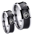 Black Concave Mass Effect Two Tone Tungsten Bridal Set Ring