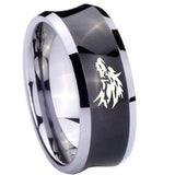 10mm-Wolf-Concave-Black-Tungsten-Carbide-Men's-Engagement-Band
