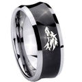 8MM Wolf Concave Black Tungsten Carbide Custom Mens Ring
