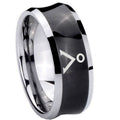 8MM Stargate Concave Black Tungsten Mens Anniversary Ring