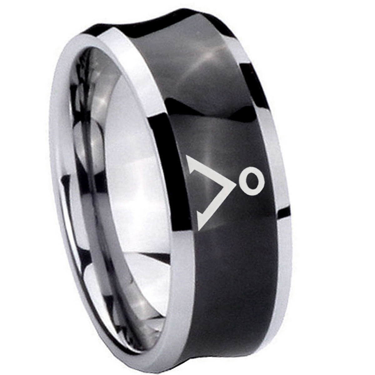 10mm Stargate Concave Black Tungsten Carbide Personalized Ring