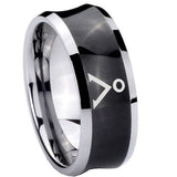 8mm Stargate Concave Black Tungsten Carbide Mens Anniversary Ring
