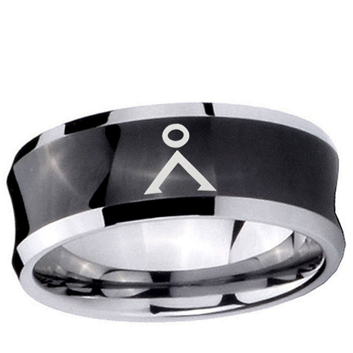 10mm Stargate Concave Black Tungsten Ring