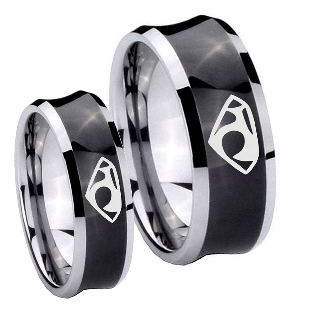House of Van Concave Black Tungsten Bridal Band Set