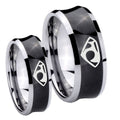 House of Van Concave Black Tungsten Bridal Band Set