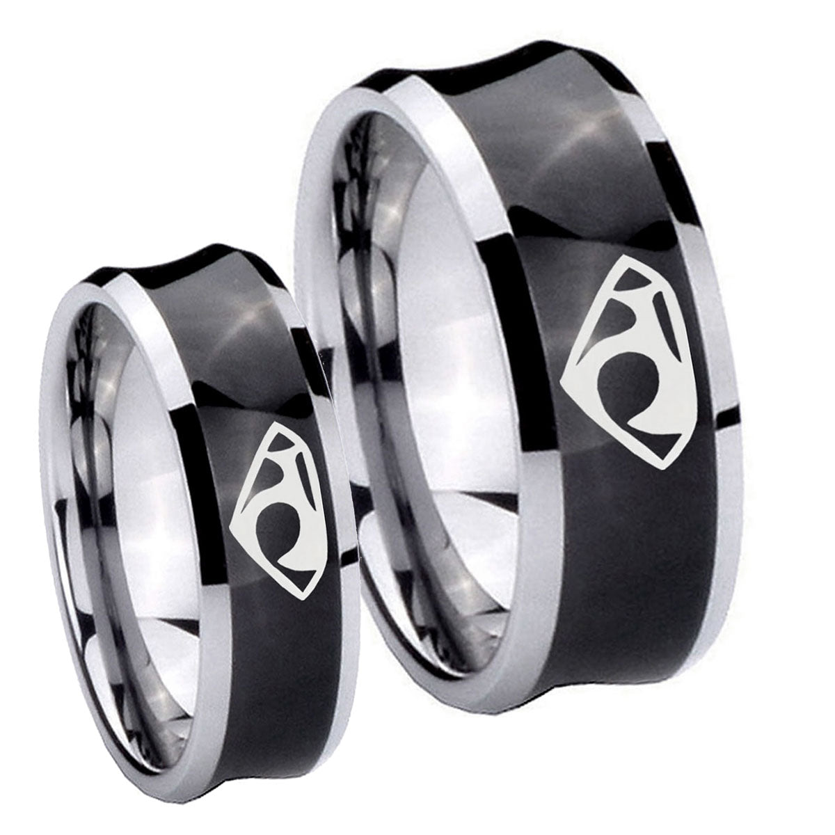 House of Van Concave Black Tungsten Bridal Band Set