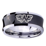 10mm-Waylon-Jennings-Concave-Black-Tungsten-Carbide-Custom-Mens-Ring