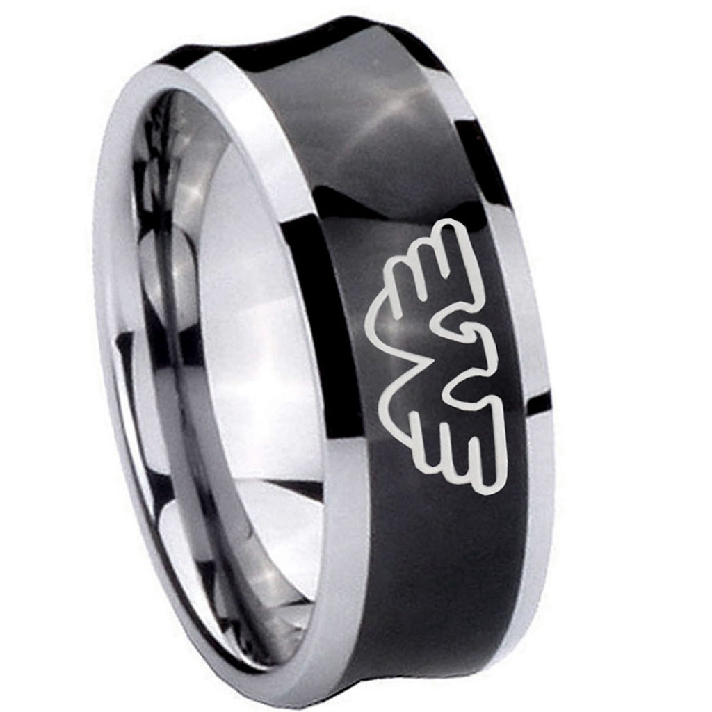 8MM Waylon Jennings Concave Black Tungsten Ring for Men