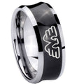8MM Waylon Jennings Concave Black Tungsten Ring for Men