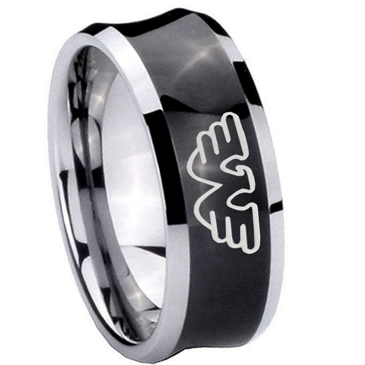 8MM Waylon Jennings Concave Black Tungsten Ring for Men