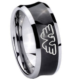 10mm Waylon Jennings Concave Black Tungsten Carbide Custom Mens Ring