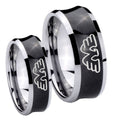 Waylon Jennings Concave Black Tungsten His Hers Ring Set