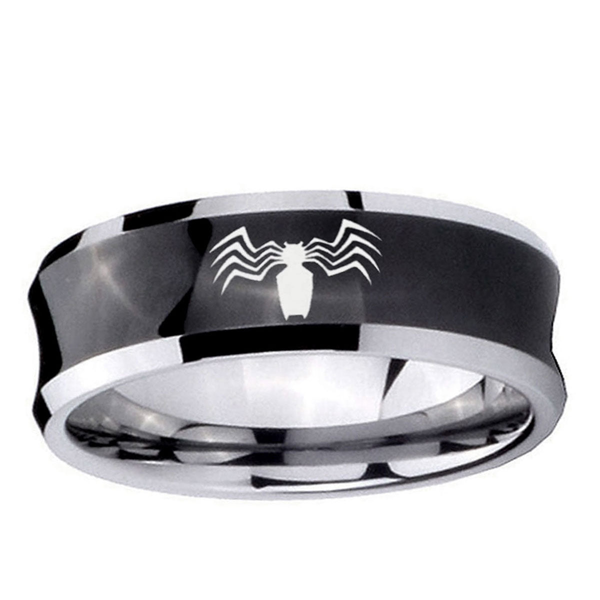 10mm Spider Concave Black Tungsten Ring