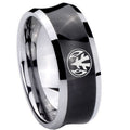 8MM Love Power Rangers Concave Black Tungsten Carbide Mens Ring