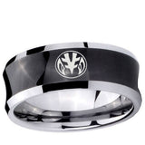 5, 8mm Love Power Rangers Concave Black Tungsten Carbide Mens Ring