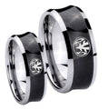 Love Power Rangers Concave Black Tungsten Mens Set Rings
