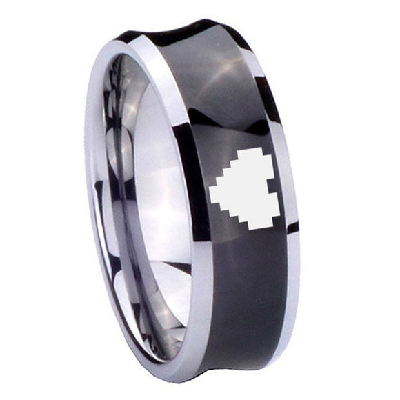 10mm-Concave-Zelda-Heart-Tungsten-Carbide-Black-IP-Two-Tone-Men's-Ring