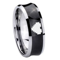 10mm Concave Zelda Heart Tungsten Carbide Black IP Two Tone Men's Ring
