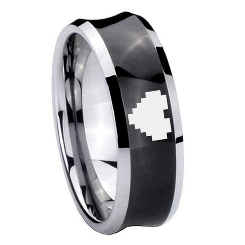 10mm Concave Zelda Heart Tungsten Carbide Black IP Two Tone Men's Ring