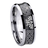 8mm Celtic Zelda Concave Black Tungsten Carbide Promise Ring