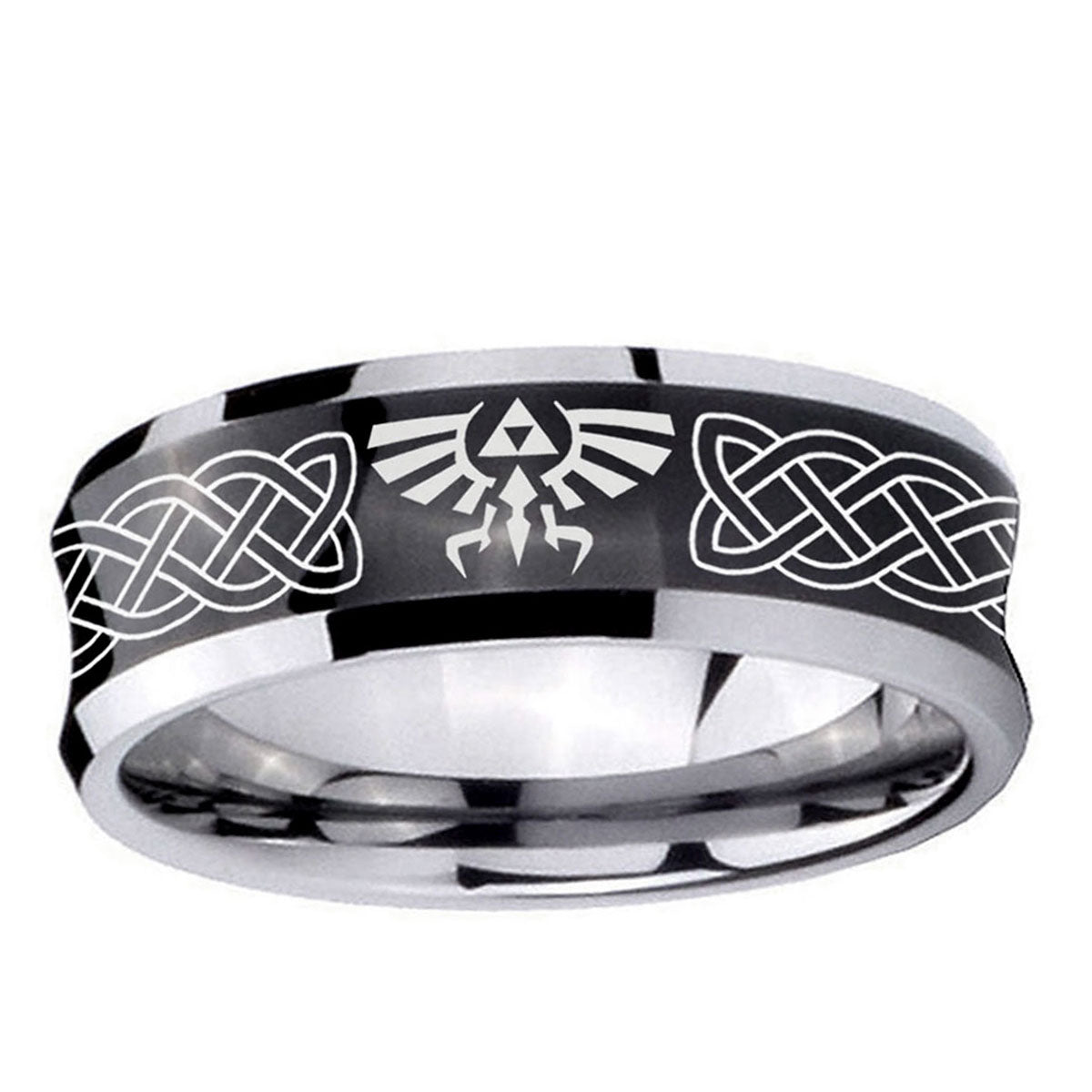 5MMCeltic Zelda Concave Black Tungsten Carbide Promise Ring
