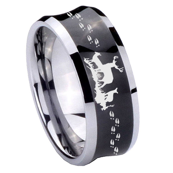 10mm-Deer-Hunting-Concave-Black-Tungsten-Carbide-Men's-Engagement-Band