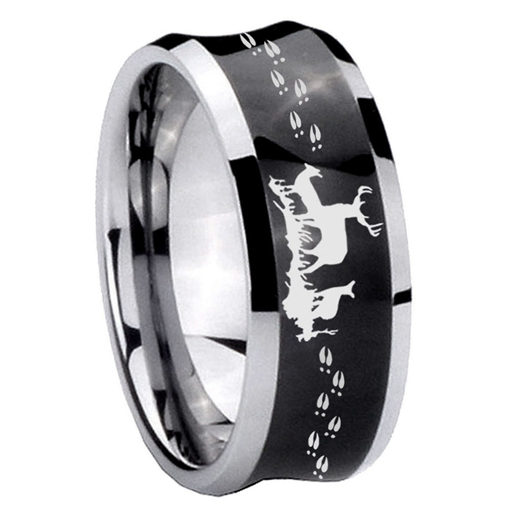 8MM Deer Hunting Concave Black Tungsten Custom Ring for Men