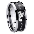 8MM Deer Hunting Concave Black Tungsten Custom Ring for Men