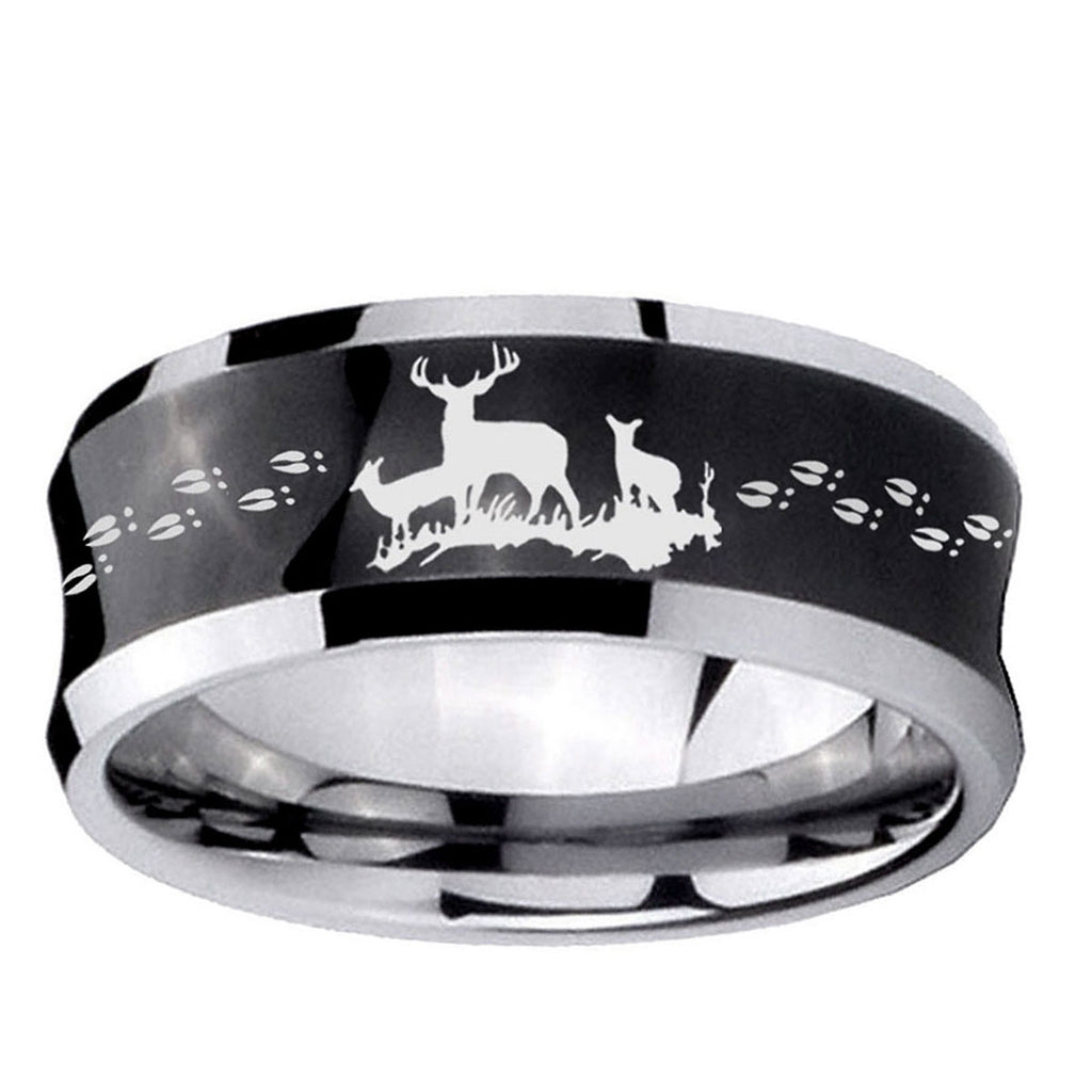 10mm Deer Hunting Concave Black Tungsten Ring