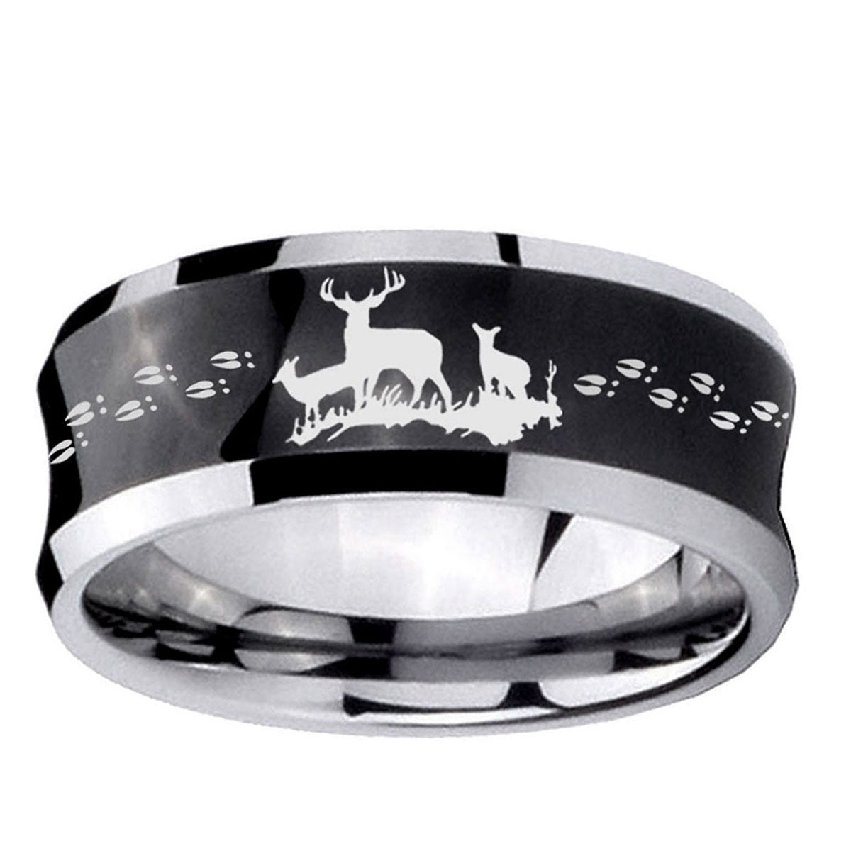 10mm Deer Hunting Concave Black Tungsten Ring
