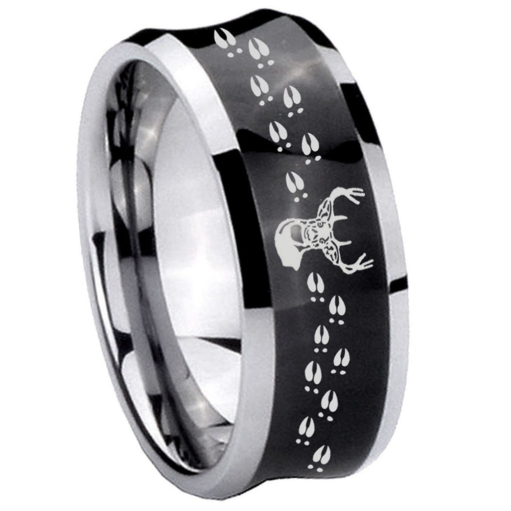 8MM Deer Antler Concave Black Tungsten Custom Ring for Men