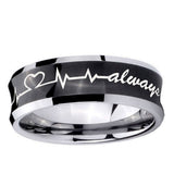 5, 8mm Heart Beat forever Heart always Concave Black Tungsten Wedding Band Mens